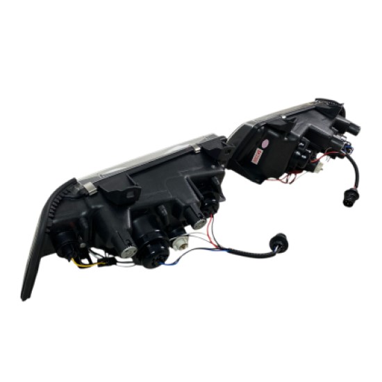 Φανάρια εμπρός angel eyes για BMW E36 (1991-1999) 4d sedan - black , με λάμπες (Η1) - σετ 2τμχ.