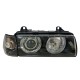 Φανάρια εμπρός angel eyes για Bmw E36 (1991-2000) 4d sedan - μαύρα , χωρίς λάμπες (Η7) - σετ 2τμχ.