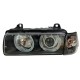 Φανάρια εμπρός angel eyes για Bmw E36 (1991-2000) 4d sedan - μαύρα , χωρίς λάμπες (Η7) - σετ 2τμχ.