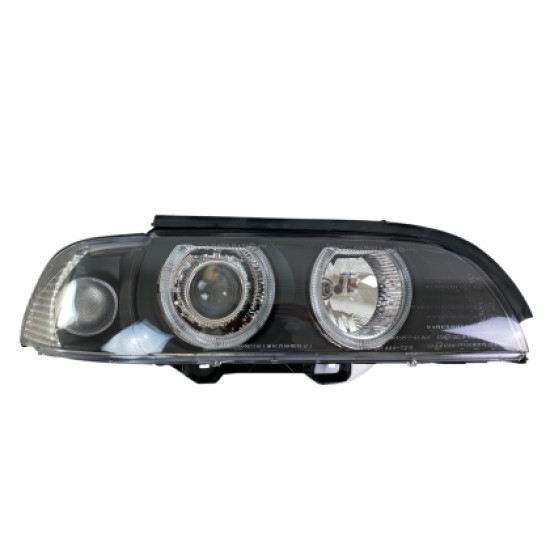 Φανάρια εμπρός angel eyes για BMW E39 (1995-2003) - μαύρα , με λάμπες (Η7) - σετ 2τμχ.