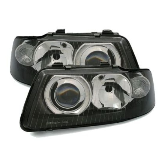 Φανάρια εμπρός για Audi A3 (2000-2003) - μαύρα , χωρίς λάμπες (Η1/H7) - σετ 2τμχ.