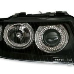 Φανάρια εμπρός angel eyes για Audi A3 (2000-2003) - μαύρα , χωρίς λάμπες (Η7) - σετ 2τμχ.
