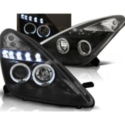 Φανάρια εμπρός angel eyes για Toyota Celica T230 (1999-2005) - μαύρα , με λάμπες (Η1) - σετ 2τμχ.