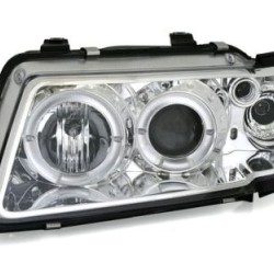 Φανάρια εμπρός angel eyes για Audi A3 (1996-2000) - χρωμίου , με λάμπες (Η1) - σετ 2τμχ.