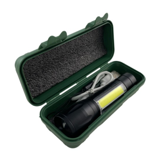 Επαναφορτιζόμενος φακός με θήκη και καλώδιο USB - 1τμχ.