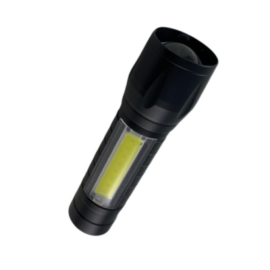 Επαναφορτιζόμενος φακός με θήκη και καλώδιο USB - 1τμχ.