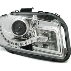 Φανάρια εμπρός led Dayline για Audi A3 (2003-2008) - chrome , με λάμπες (Η9) - σετ 2τμχ.