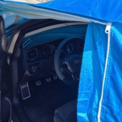 Κουκούλα αυτοκινήτου με επένδυση, φερμουάρ πόρτας και υποδοχές για τους καθρέπτες 572x183x122cm - μέγεθος XXL - μπλε