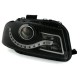 Φανάρια εμπρός led Dayline για Audi A3 (2003-2008) - μαύρα , με λάμπες (Η9) - σετ 2τμχ.