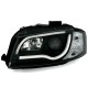 Φανάρια εμπρός led Light Bar Design για Audi A3 (2003-2008) -μαύρα , με λάμπες (H7/Η1) - σετ 2τμχ.