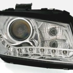 Φανάρια εμπρός led για Audi A3 (2003-2008) - chrome , χωρίς λάμπες (Η7) - σετ 2τμχ.