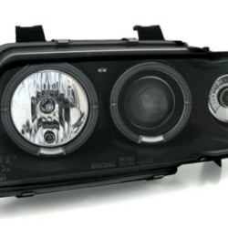 Φανάρια εμπρός angel eyes για Audi A4 (1995-1998) -μαύρα , με λάμπες (Η1) - σετ 2τμχ.