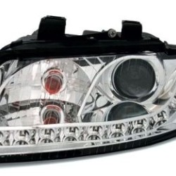 Φανάρια εμπρός led Dayline για Audi A4 (2001-2004) - chrome , χωρίς λάμπες (Η7) - σετ 2τμχ.