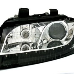 Φανάρια εμπρός led Dayline για Audi A4 (2001-2004) - μαύρα , χωρίς λάμπες (Η7) - σετ 2τμχ.