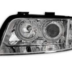 Φανάρια εμπρός angel eyes για Audi A6 (1997-2001) / Allroad 1999-2005 - chrome , χωρίς λάμπες (Η7) - σετ 2τμχ.