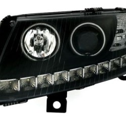 Φανάρια εμπρός angel eyes led Dayline για Audi A6 (2004-2008) - μαύρα , με λάμπες (Η1) - σετ 2τμχ.