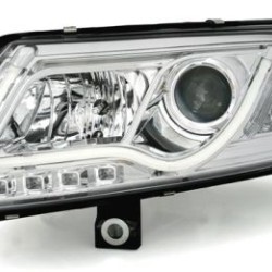 Φανάρια εμπρός led lightbar για Audi A6 4F (2004-2008) - chrome , με λάμπες (Η1) - σετ 2τμχ.