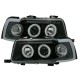 Φανάρια εμπρός angel eyes για Audi 80 B4 (1991-1996) - μαύρα , με λάμπες (Η1) - σετ 2τμχ.