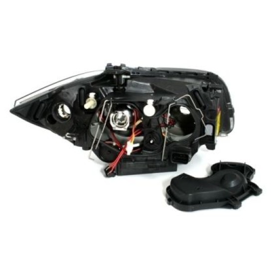 Φανάρια εμπρός angel eyes για BMW E87 / E81 / E82 (2004-2011) - μαύρα , χωρίς λάμπες (Η7) - σετ 2τμχ.