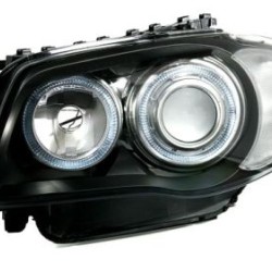 Φανάρια εμπρός angel eyes για BMW E87 / E81 / E82 (2004-2011) - μαύρα , χωρίς λάμπες (Η7) - σετ 2τμχ.