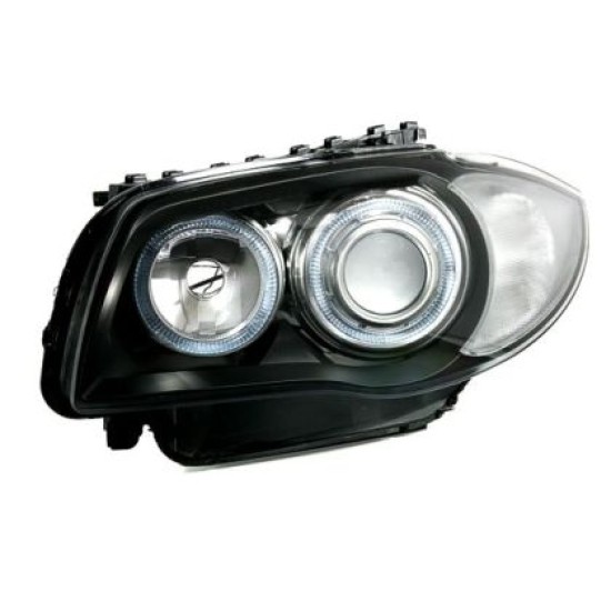 Φανάρια εμπρός angel eyes για BMW E87 / E81 / E82 (2004-2011) - μαύρα , χωρίς λάμπες (Η7) - σετ 2τμχ.