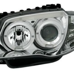 Φανάρια εμπρός angel eyes για BMW E87/Ε81 (2004-2011) - chrome , με λάμπες (Η1) - σετ 2τμχ.