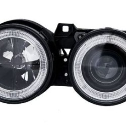 Φανάρια εμπρός με σταυρό για BMW E30 (1987-1990) - μαύρα chrome , χωρίς λάμπες (Η7) - σετ 2τμχ.