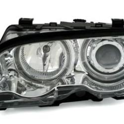 Φανάρια εμπρός angel eyes για BMW E46 sedan (2001-2003) - chrome , χωρίς λάμπες (Η7) - σετ 2τμχ.