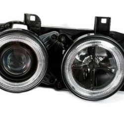 Φανάρια εμπρός angel eyes για BMW E32 /E34 (1989-1995) - μαύρα , χωρίς λάμπες (Η7) - σετ 2τμχ.