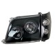 Φανάρια εμπρός Toyota Land Cruiser FJ90 (1996-2003) angel eyes - μαύρα , με λάμπες (Η1) - σετ 2τμχ.
