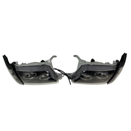 Φανάρια εμπρός Toyota Land Cruiser FJ90 (1996-2003) angel eyes - μαύρα , με λάμπες (Η1) - σετ 2τμχ.