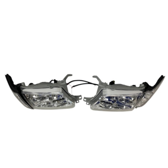 Φανάρια εμπρός Toyota Land Cruiser FJ90 (1996-2003) angel eyes - chrome , με λάμπες (Η1) - σετ 2τμχ.