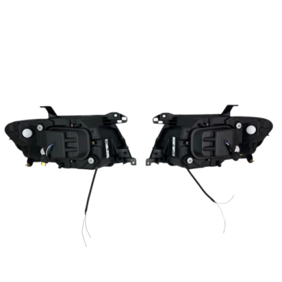 Φανάρια εμπρός Mitsubishi Pajero (2001-2006) - μαύρα , με λάμπες (Η1) - σετ 2τμχ.