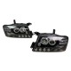 Φανάρια εμπρός Mitsubishi Pajero (2001-2006) angel eyes - μαύρα , με λάμπες (Η1) - σετ 2τμχ.