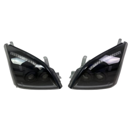 Φανάρια εμπρός Led Toyota Land Cruiser 120 (2003-2009) led - μαύρα , με λάμπες (Η7) - σετ 2τμχ.