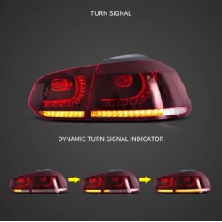 Πίσω φανάρια led Vw Golf 6 (2008-2014) GTI / R design με τρέχουμενο φλας, κόκκινα - σετ 2τμχ.