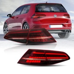 Πίσω φανάρια led Vw Golf 7 / 7.5 GTI / R design (2014-2021) με τρέχουμενο φλας, κόκκινα - σετ 2τμχ.