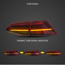 Πίσω φανάρια led Vw Golf 7 / 7.5 GTI / R design (2014-2021) με τρέχουμενο φλας, κόκκινα - σετ 2τμχ.