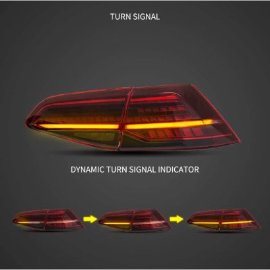 Πίσω φανάρια led Vw Golf 7 / 7.5 GTI / R design (2014-2021) με τρέχουμενο φλας, κόκκινα - σετ 2τμχ.