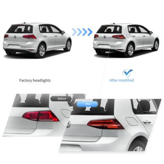 Πίσω φανάρια led Vw Golf 7 / 7.5 GTI / R design (2014-2021) με τρέχουμενο φλας, κόκκινα - σετ 2τμχ.