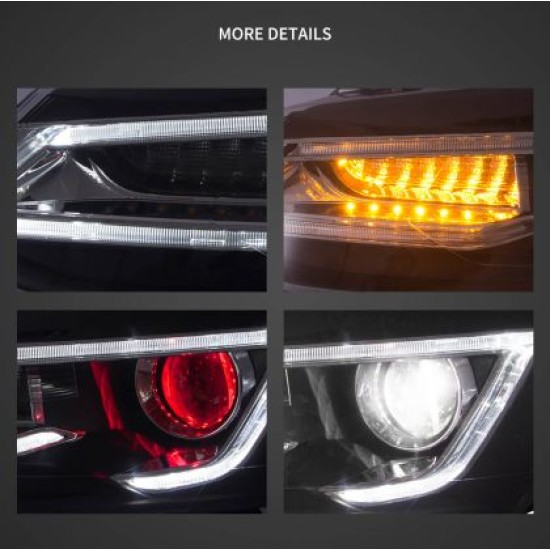 Φανάρια εμπρός Vw Polo (2009-2017) led μαύρα, χωρίς λάμπες (D2S) - σετ 2τμχ.