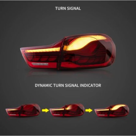 Πίσω φανάρια led BMW F32 / F33 / F36 / F82 / F83 (2014-2020) GTS design με τρέχουμενο φλας, κόκκινα - σετ 2τμχ.