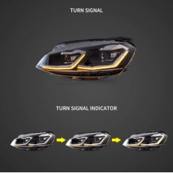 Φανάρια εμπρός Vw Golf 7 (2014-2018) led Silver line design, μαύρα, χωρίς λάμπες (D2S/H7) - σετ 2τμχ.