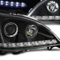 Φανάρια εμπρός led για Mercedes ML W163 (2001-2005) - μαύρα , με λάμπες (Η1/H1) - σετ 2τμχ.