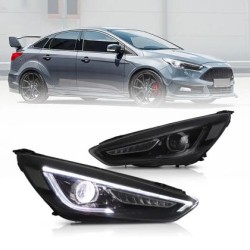Φανάρια εμπρός Ford Focus (2015-2018) led μαύρα, χωρίς λάμπες (D2S) - σετ 2τμχ.