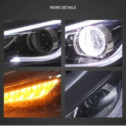Φανάρια εμπρός Ford Focus (2015-2018) led μαύρα, χωρίς λάμπες (D2S) - σετ 2τμχ.