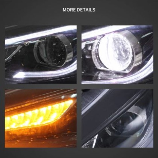 Φανάρια εμπρός Ford Focus (2015-2018) led μαύρα, χωρίς λάμπες (D2S) - σετ 2τμχ.
