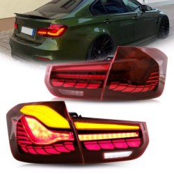 Πίσω φανάρια led για BMW F30 / F80 (2012-2019) GTS design με τρέχουμενο φλας, κόκκινα  - σετ 2τμχ.