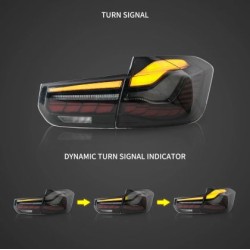 Πίσω φανάρια led BMW F30 / F80 (2012-2019) GTS design με τρέχουμενο φλας, φιμέ - σετ 2τμχ.