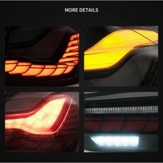 Πίσω φανάρια led BMW F30 / F80 (2012-2019) GTS design με τρέχουμενο φλας, φιμέ - σετ 2τμχ.